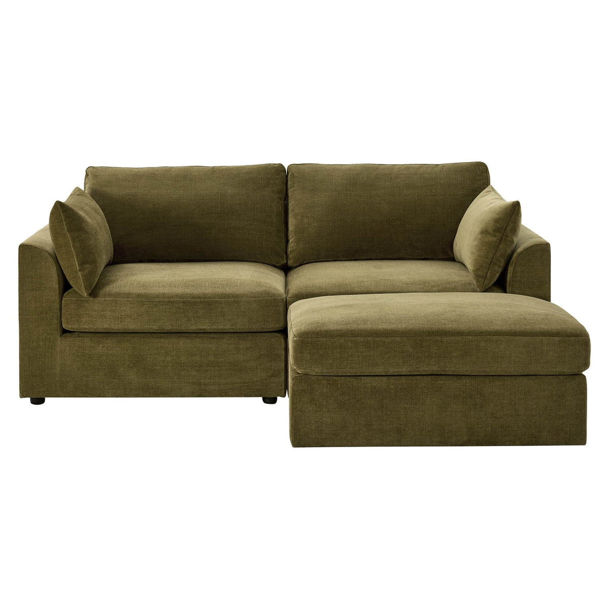 Miami Small Chaise Sofa - Chenille Olive — view 3