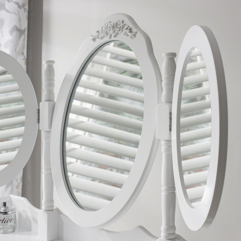 Monaco White Dressing Table with Mirror & Stool — view 7