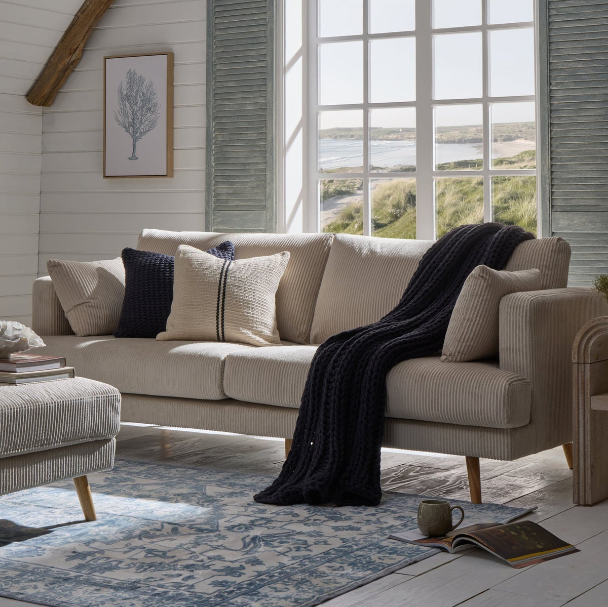 Sweden 3 Seater Sofa - Rib Ecru — view 2