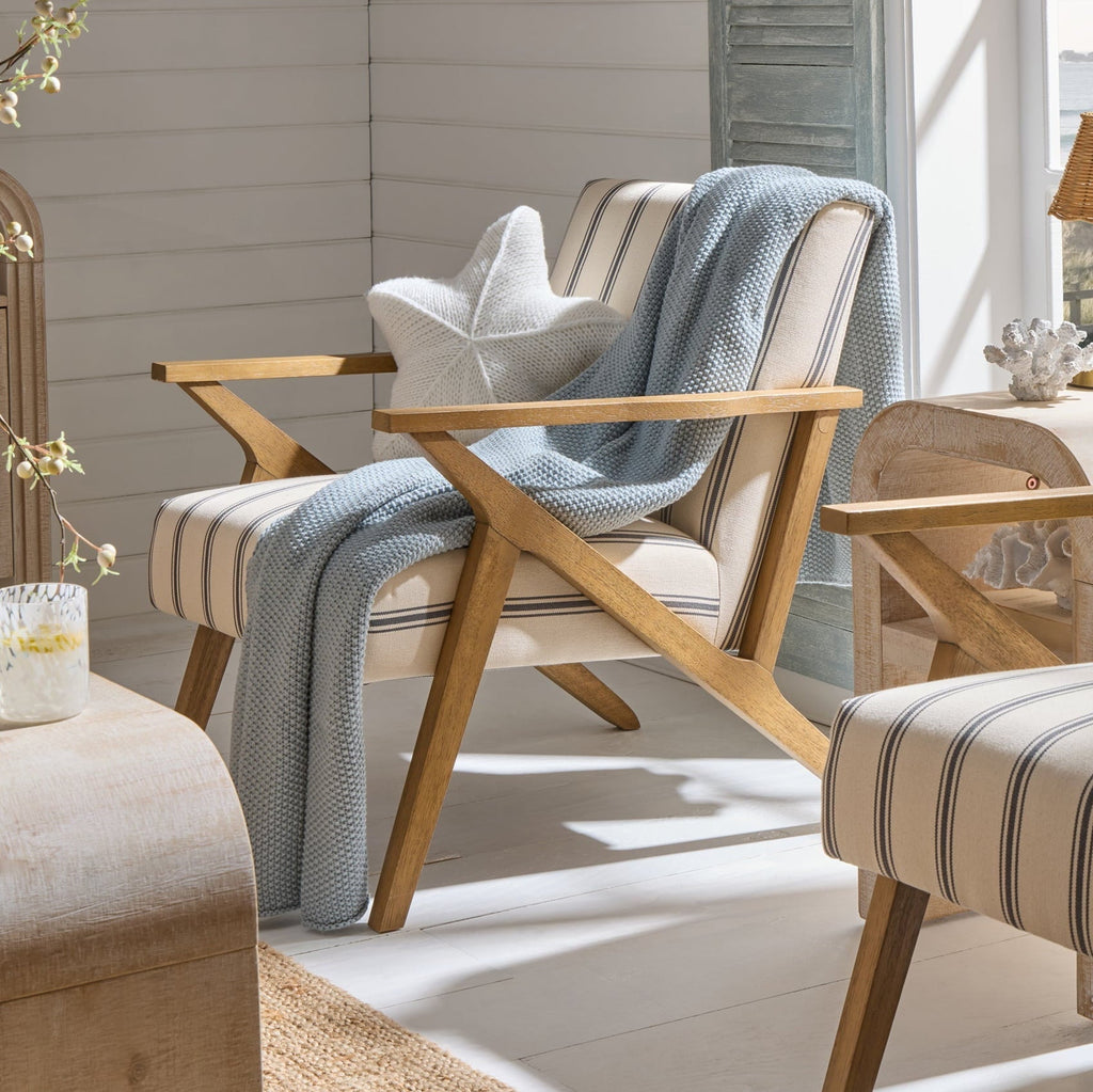 Nyla Accent Chair - Blue Stripe — armchair from 2nd Time Around