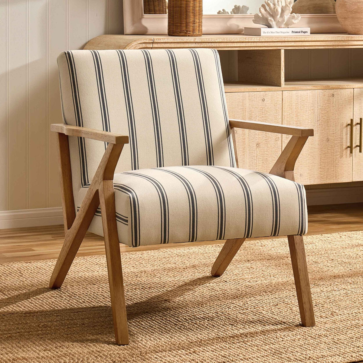 Nyla Accent Chair - Blue Stripe — view 2