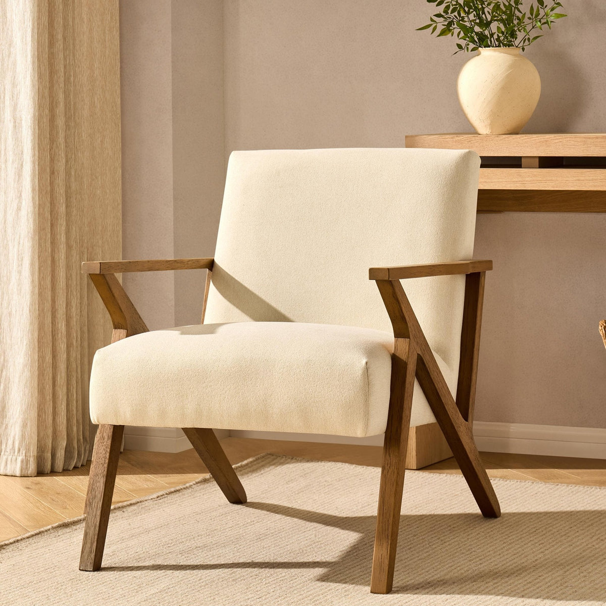 Nyla Accent Chair - Cream Linen — armchair from 2nd Time Around