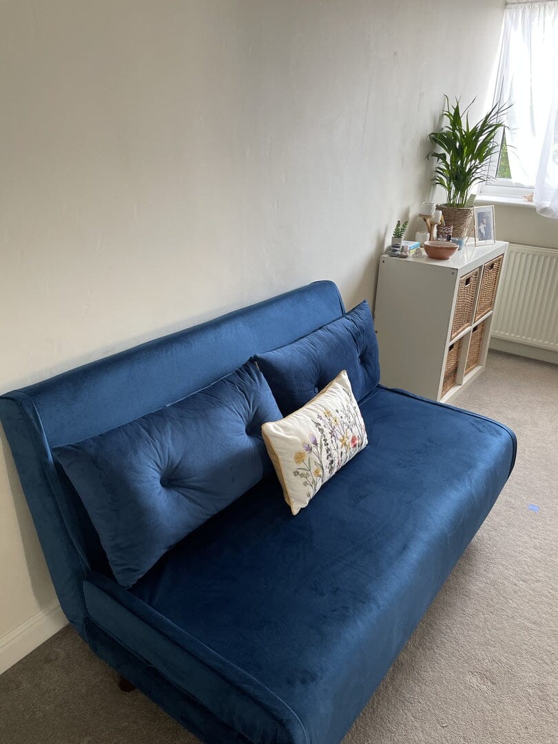 Una 2 Seater Double Sofa Bed - Blue Velvet — view 3