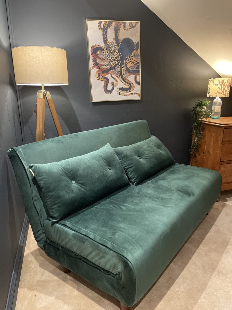 Una 2 Seater Double Sofa Bed - Green Velvet — view 2