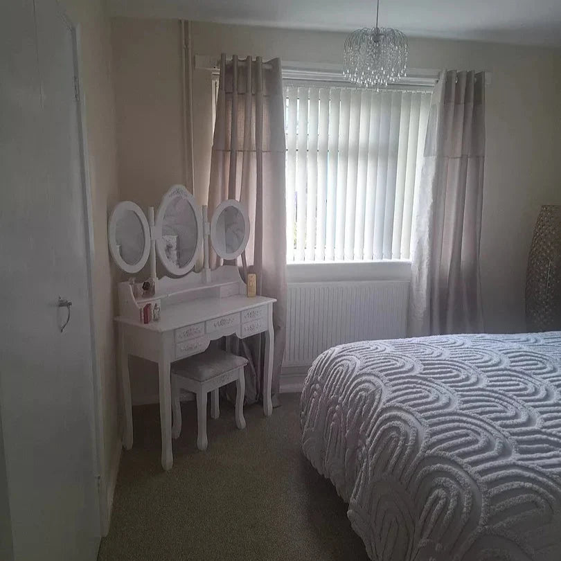 Monaco White Dressing Table with Mirror & Stool — view 2