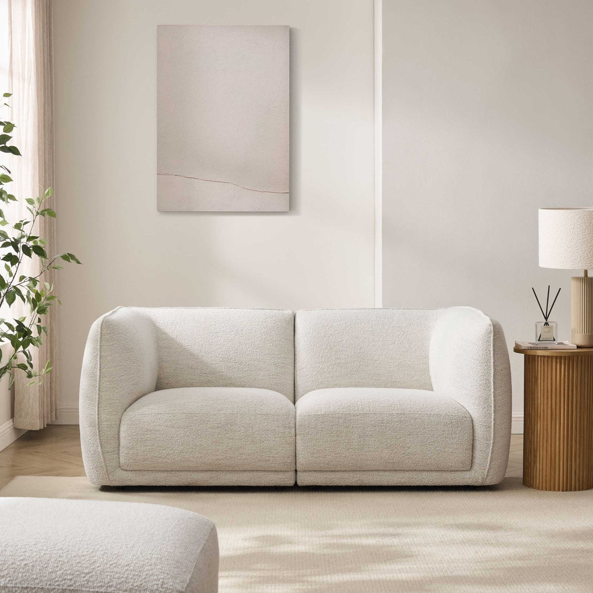 Porto 2 Seater Modular Sofa - Boucle Ivory — view 2