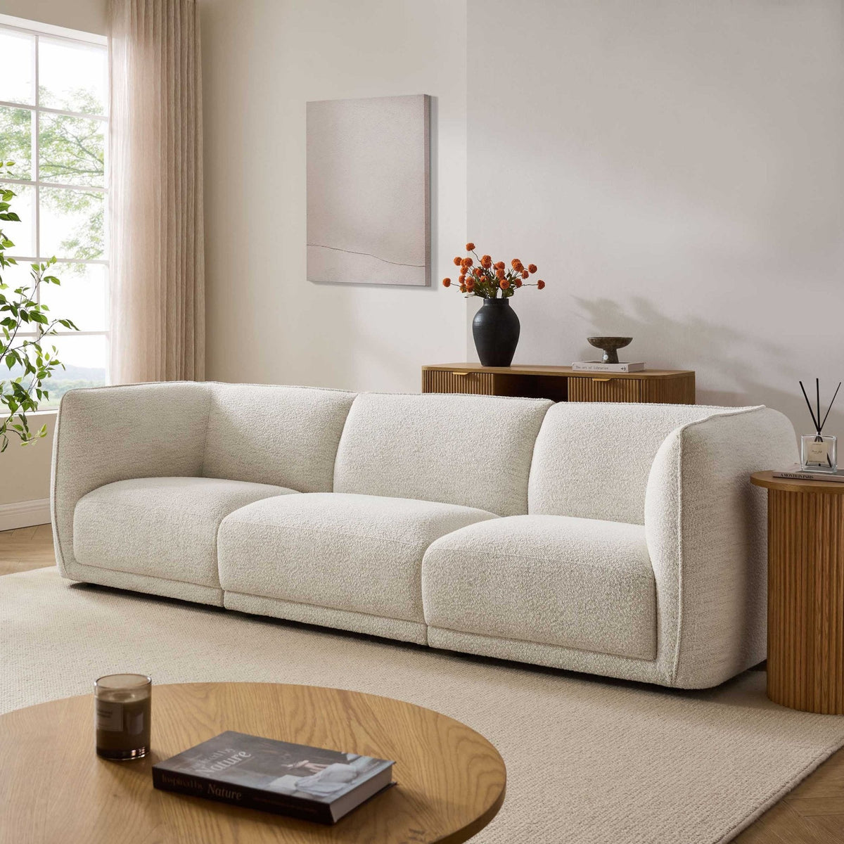 Porto 3 Seater Modular Sofa - Boucle Ivory — corner sofa from 2nd Time Around