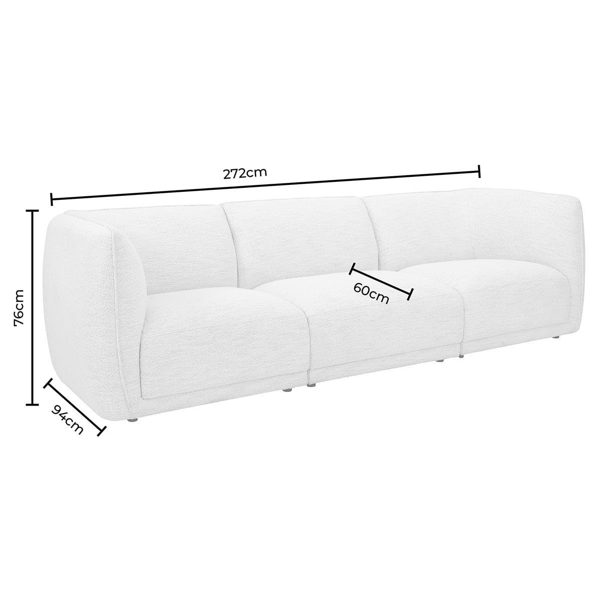 Porto 3 Seater Modular Sofa - Boucle Ivory — view 7