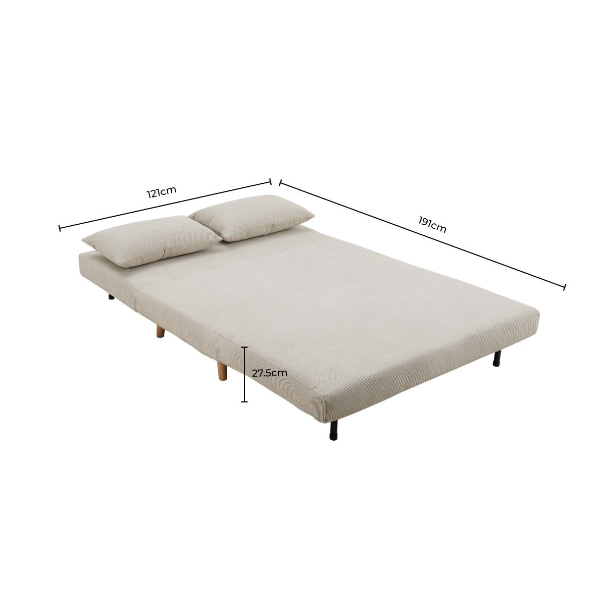 Seattle Double Click Clack Sofa Bed - Natural Stitched Stripe — view 10