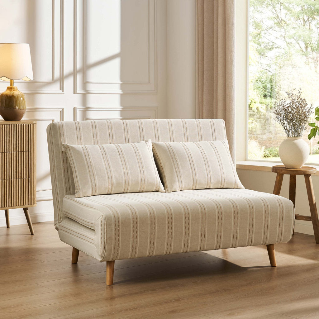 Seattle Double Click Clack Sofa Bed - Natural Stitched Stripe — sofa bed from 2nd Time Around