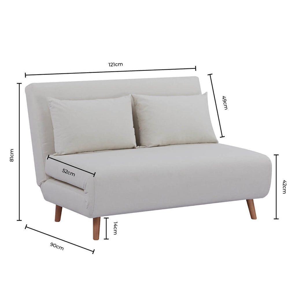 Seattle Double Click Clack Sofa Bed - Natural Stitched Stripe — view 9