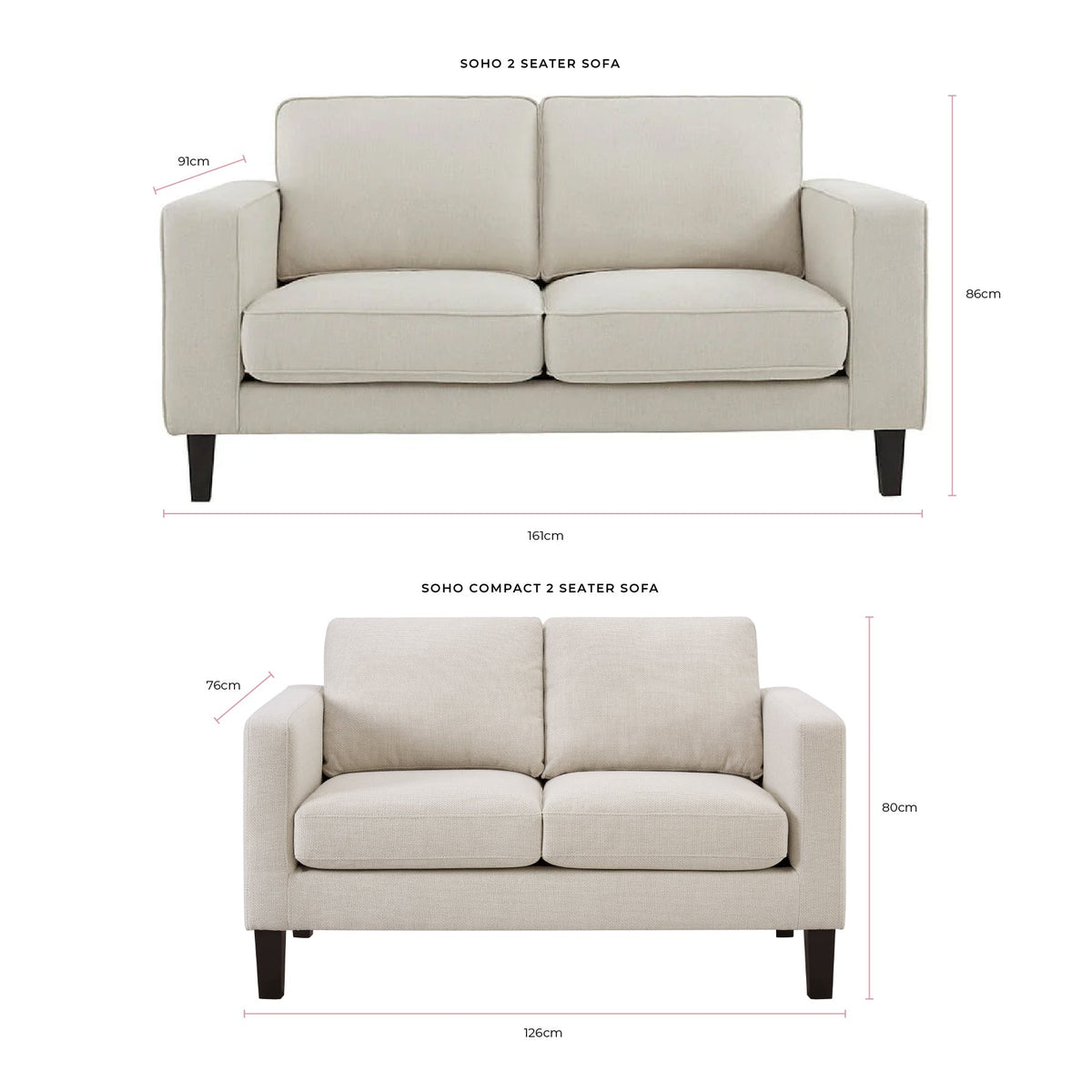 Soho Compact 2 Seater Sofa - Chenille Olive — view 9