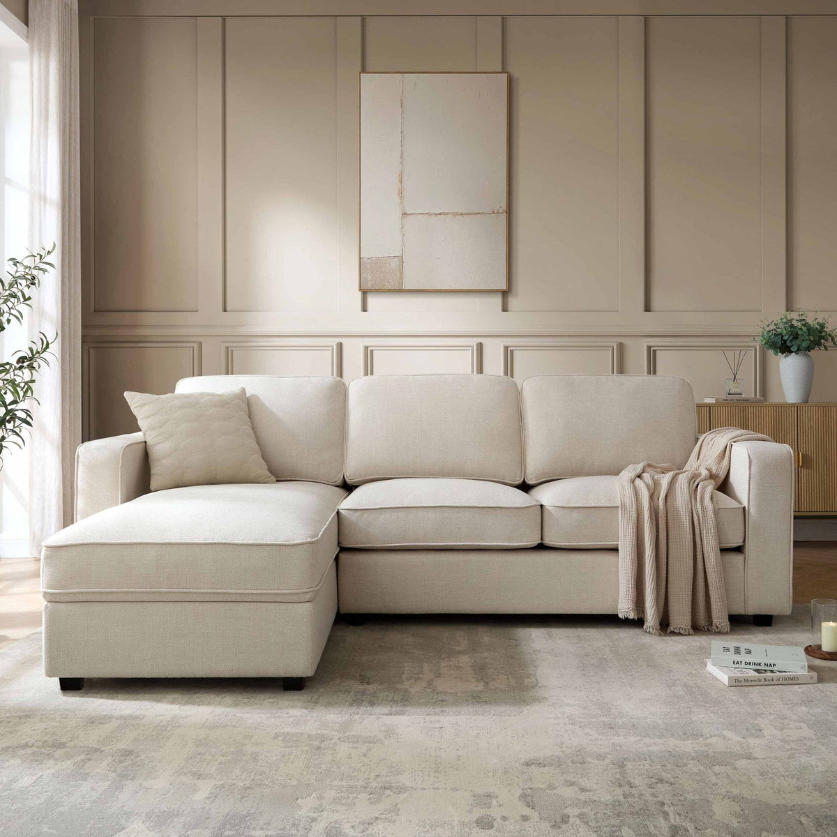 Soho Left Hand Storage Chaise Sofa - Beige — view 2