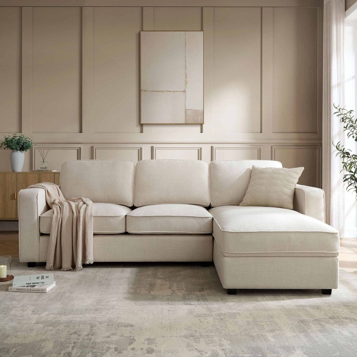 Soho Right Hand Storage Chaise Sofa - Beige — view 2