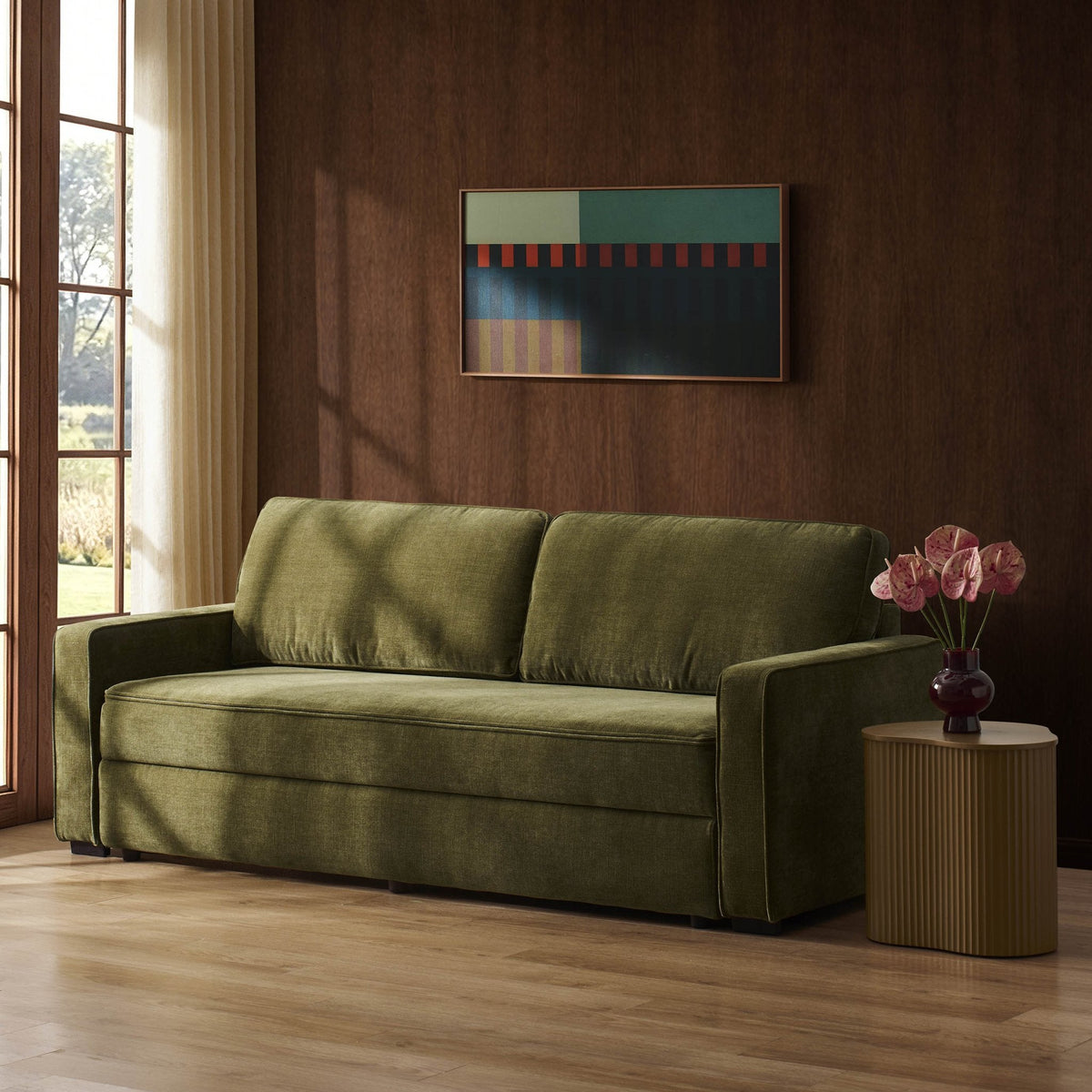 Soho Sofa Bed - Chenille Olive — view 2