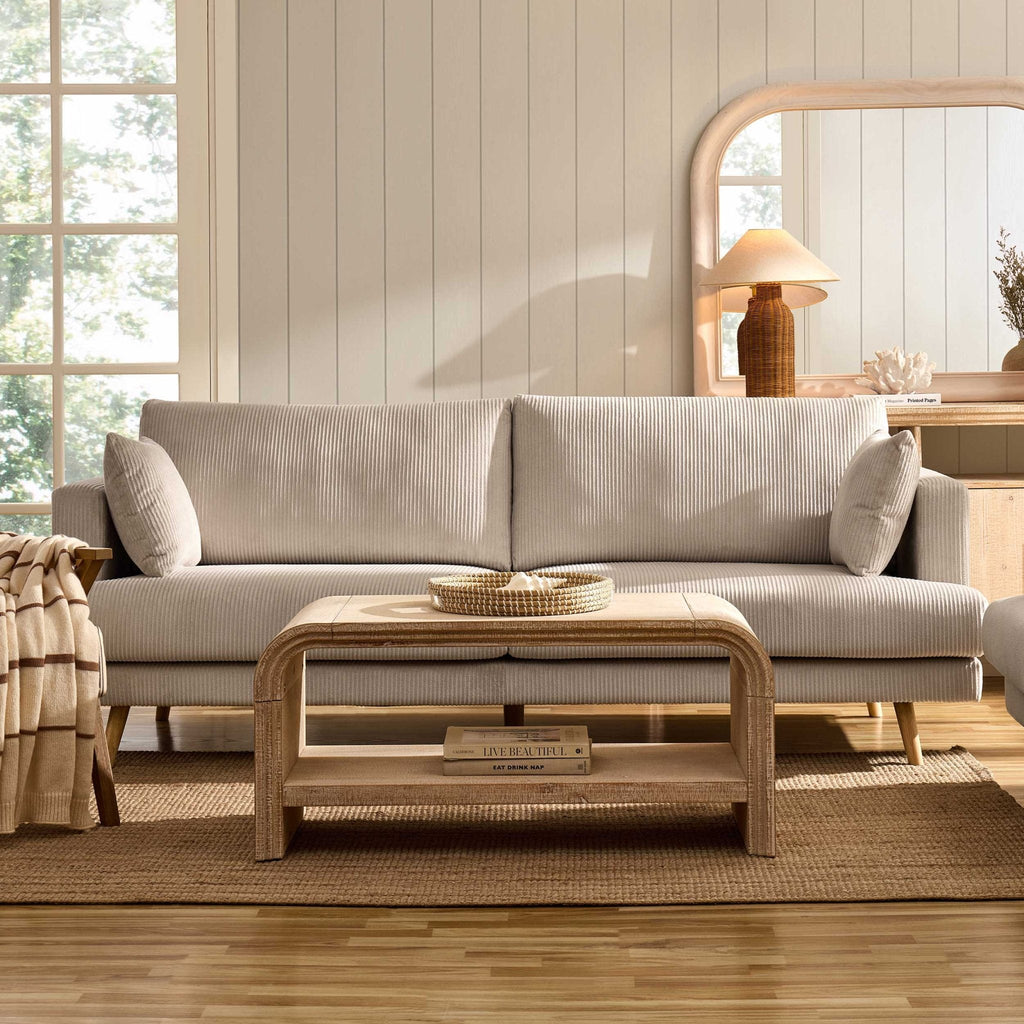 Sweden 3 Seater Sofa - Rib Ecru — sofa from 2nd Time Around