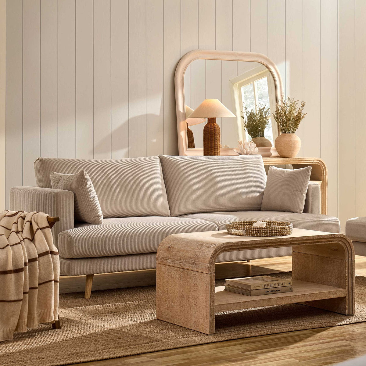 Sweden 3 Seater Sofa - Rib Ecru — view 3