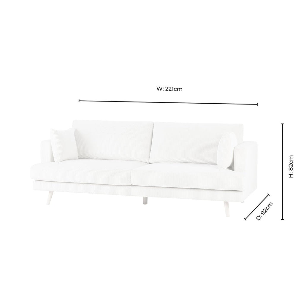 Sweden 3 Seater Sofa - Rib Ecru — view 9