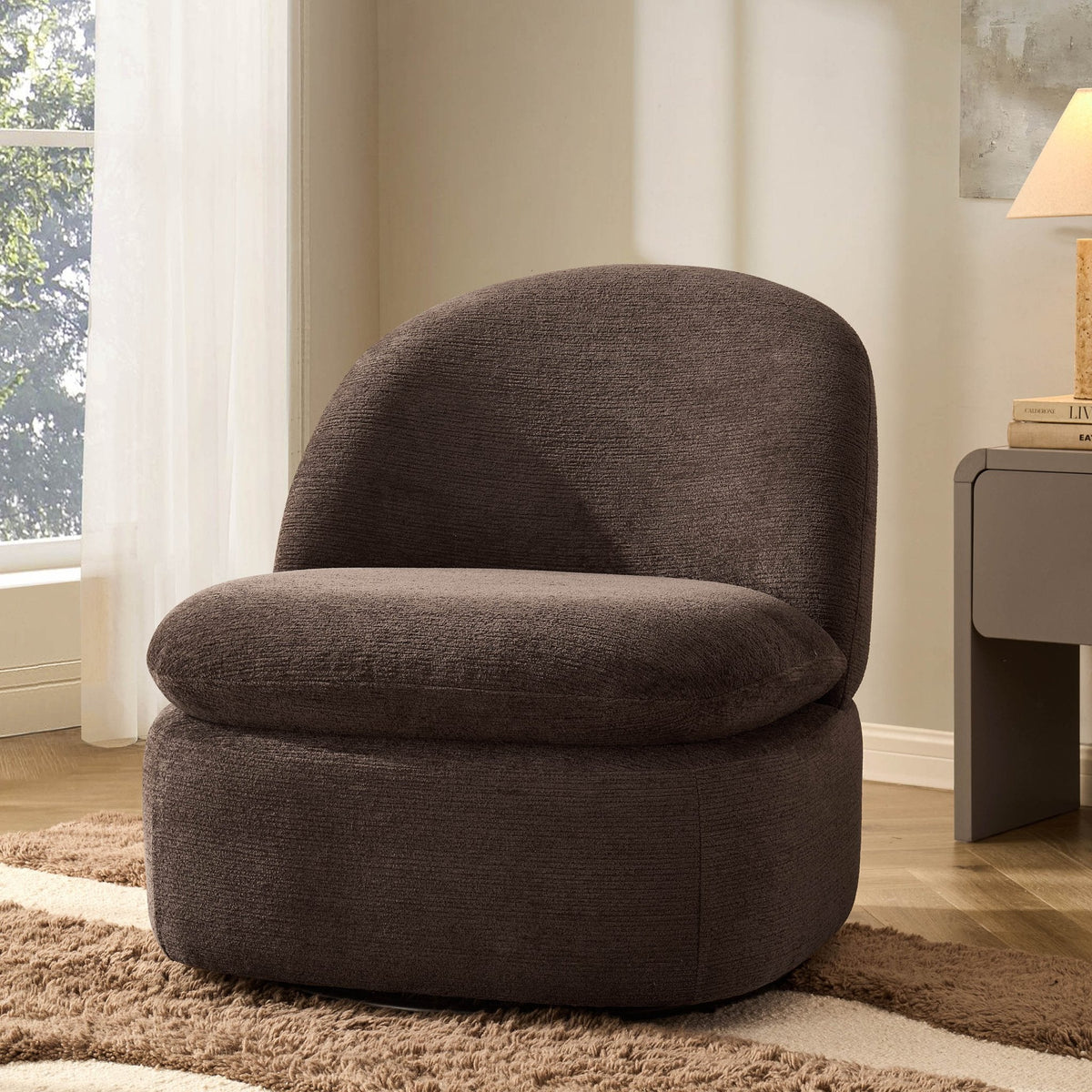 Tilly Swivel Accent Chair - Textured Cappuccino — armchair from 2nd Time Around