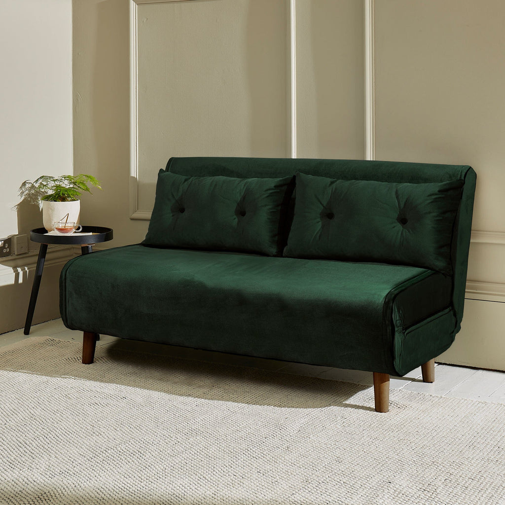 Una 2 Seater Double Sofa Bed - Green Velvet — sofa bed from 2nd Time Around