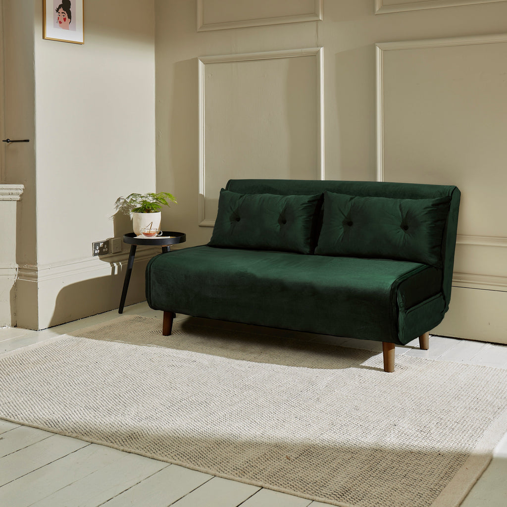 Una 2 Seater Double Sofa Bed - Green Velvet — view 4