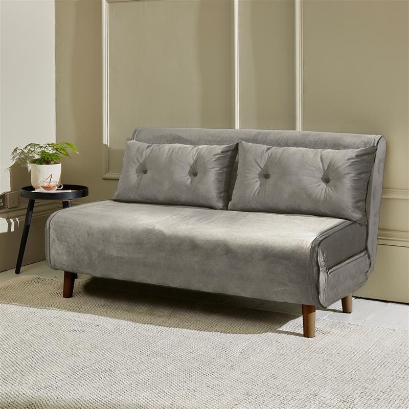 Una 2 Seater Double Sofa Bed - Grey Velvet — sofa bed from 2nd Time Around