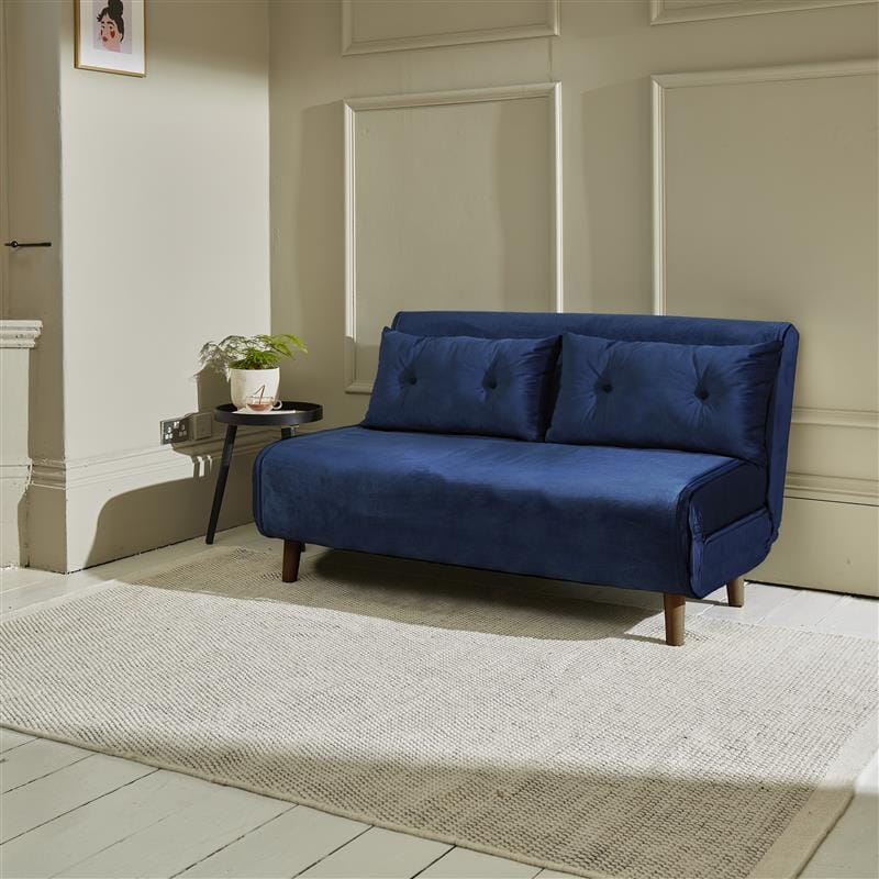 Una 2 Seater Double Sofa Bed - Blue Velvet — view 4
