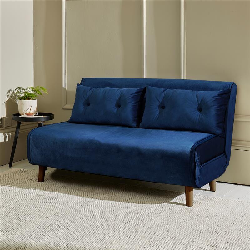 Una 2 Seater Double Sofa Bed - Blue Velvet — view 2