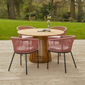 Willow 4 Seater Round Wooden Garden Dining Set - Hali Pink Chairs — garden dining set from 2nd Time Around