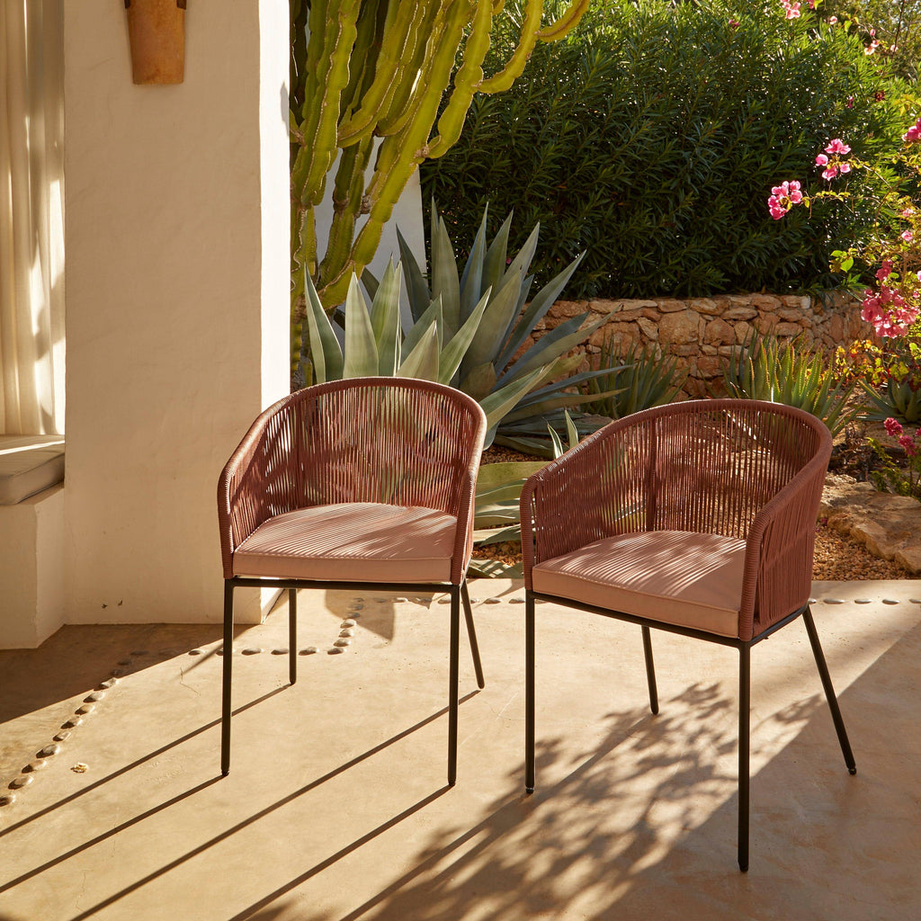 Willow 4 Seater Round Wooden Garden Dining Set - Hali Pink Chairs — view 3